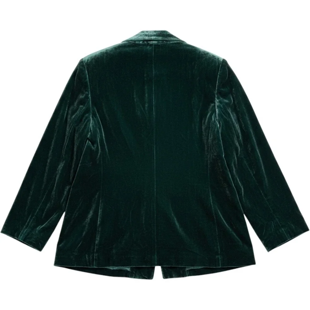 Eileen Fisher Woman's Velvet Pine Angled Shaped Jacket Open Shawl Collar 3X NWTl